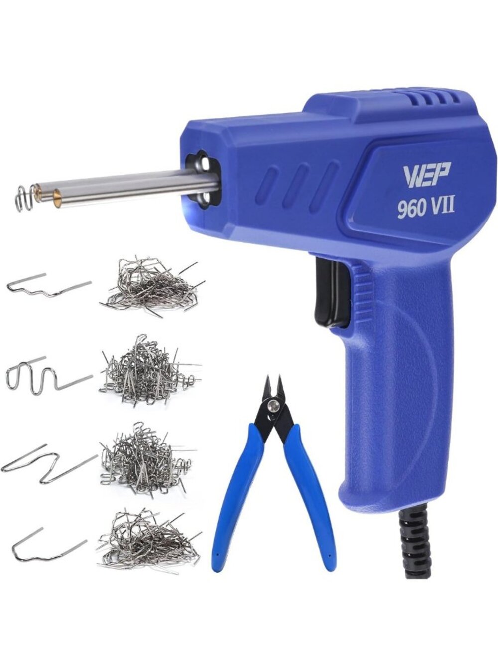 Ergonomic Plastic Welder Kit with LED Lights, 350 Staples & Pliers for Auto